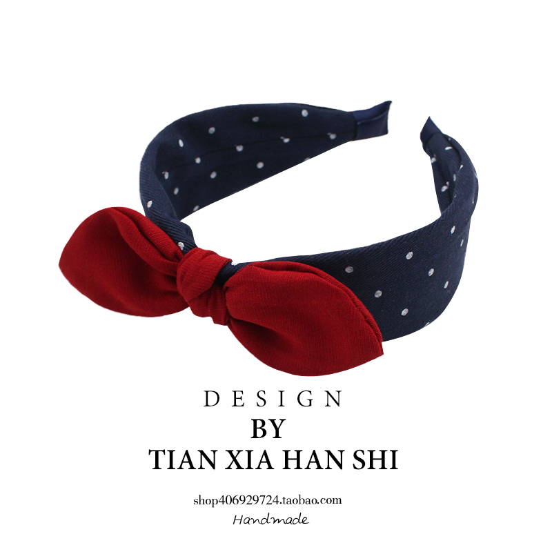 韩国儿童宽边波点立体蝴蝶结发箍宝宝碎发头箍不伤发公主发卡头饰