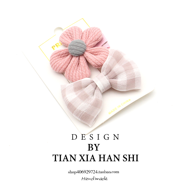 花朵刘海夹其他格子可爱可爱风女