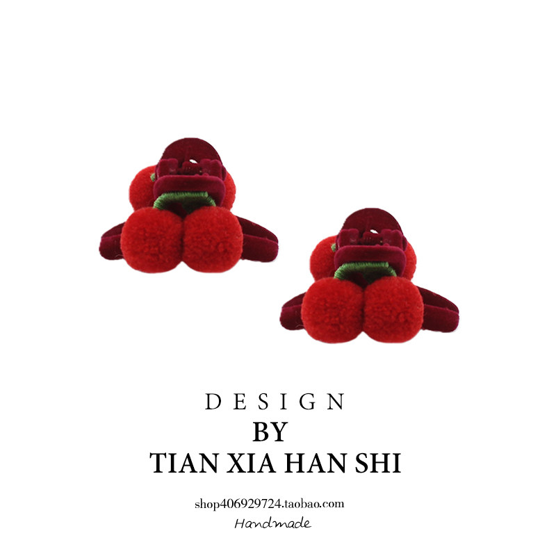 小樱桃可爱宝宝发抓儿童额前碎发夹丝绒红色球球发卡女童公主头饰,童装/婴儿装/亲子装,发饰,淘宝优惠券,粉丝福利购,淘宝优惠卷