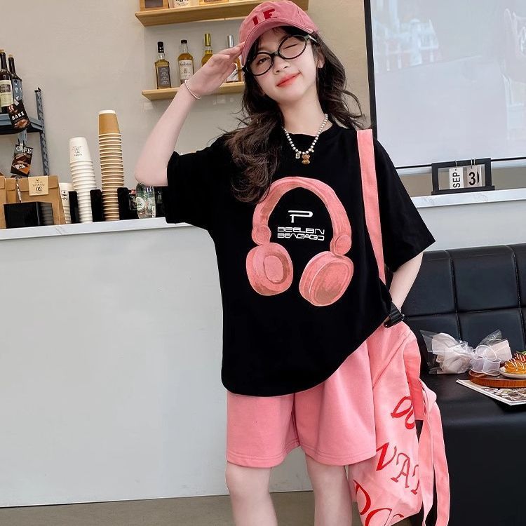 女童夏装纯棉短袖新款卡通印花中大童T恤女孩韩版百搭休闲上衣潮