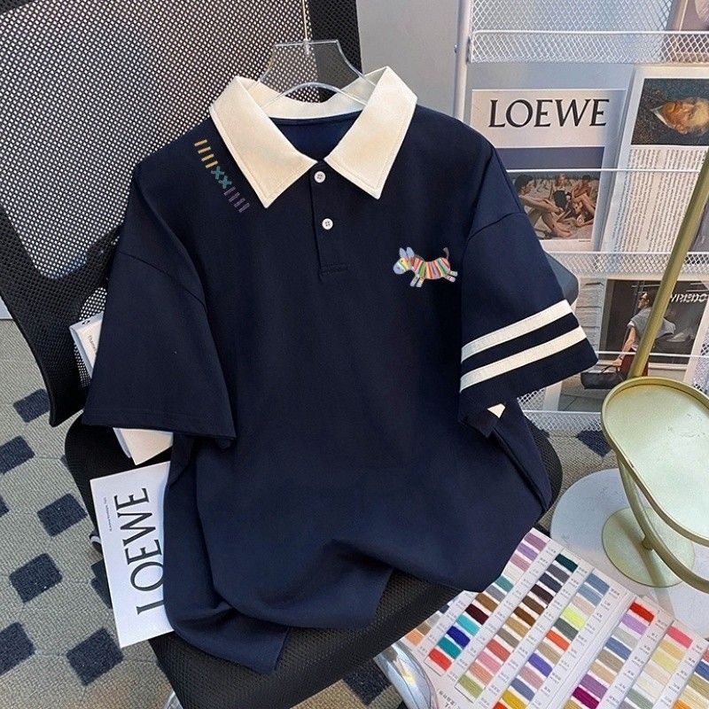 儿童Polo衫短袖夏季2026新款男女童撞色彩色小马印花学院风上衣潮