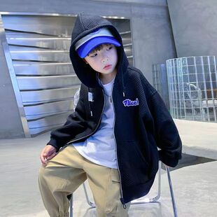 男童卫衣秋装2024新款中大儿童春秋装韩版上衣男孩炸街外套外穿潮