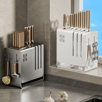 厨房免打孔刀架筷子筒一体收纳架壁挂式台面多功能置物架
