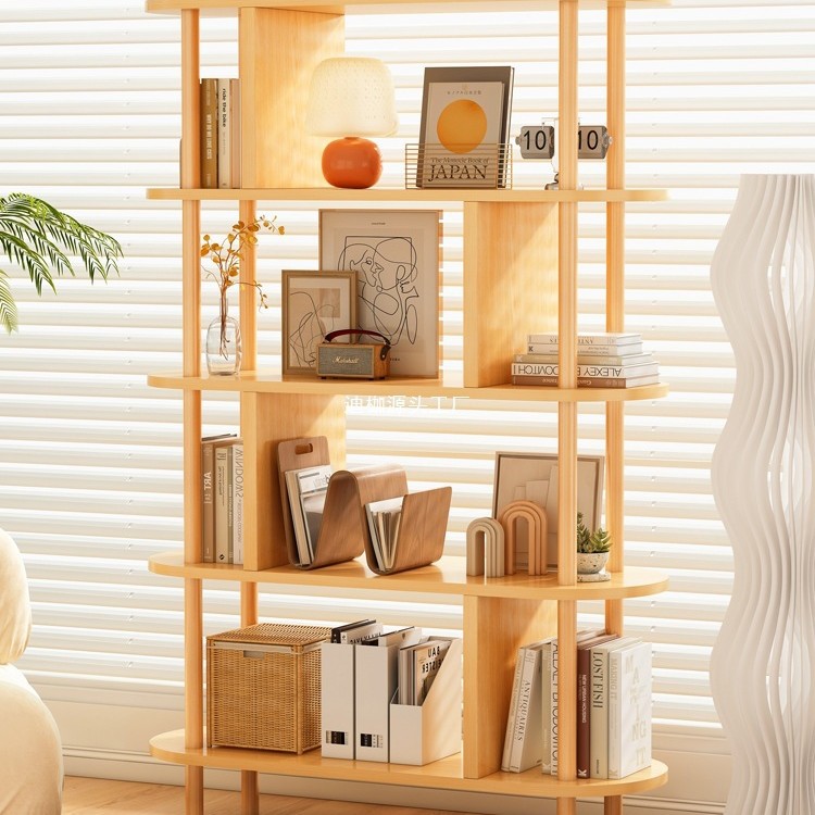 书架落地置物架客厅多层收纳储物架货架简易展示架实木腿家用书柜