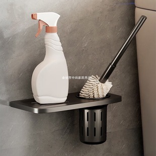 免打孔太空铝挂壁式马桶刷子无死角厕所加厚黑刷清洁刷长柄洁厕刷