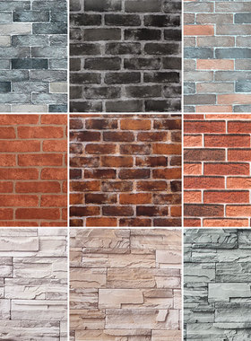 砖纹墙纸自粘仿真墙裙饭店商用餐馆3d立体复古装饰贴壁纸防水防潮