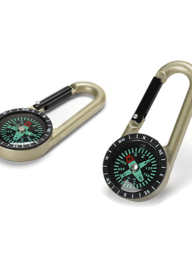户外战术求生装备多功能指南针指北针合金登山扣钥匙扣罗盘快挂