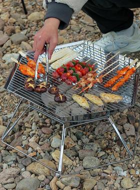 新款户外六角折叠柴火炉野营焚火台多功能木炭炉烧烤架折叠便携式