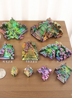 天然铋晶体摆件金属物铋矿标本化学元素收藏家居摆件秘矿教学