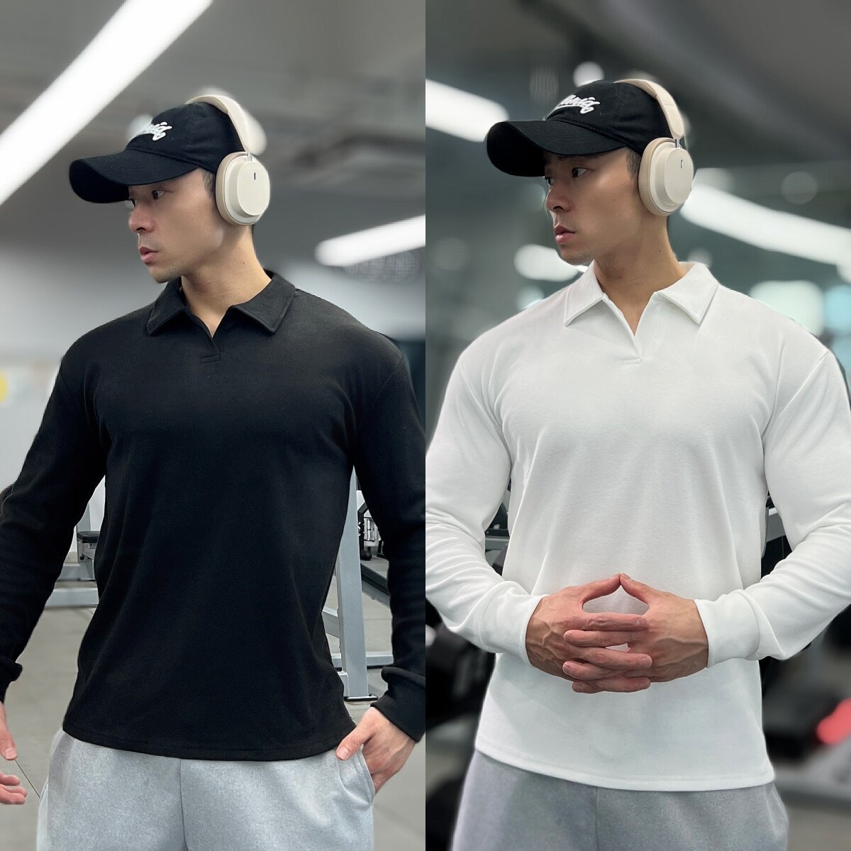 秋冬重磅双面德绒保暖修身健身运动复古POLO领长袖