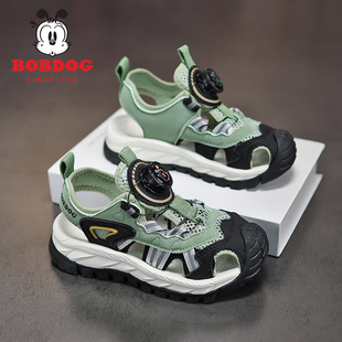 巴布豆夏季包头凉鞋舒适儿童镂空男女童运动凉鞋时尚款软底中大童