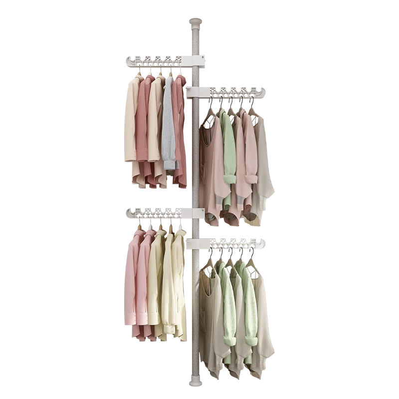 顶天立地晾衣架落地家用卧室内置物架伸缩杆阳台隔断晒挂衣架神器