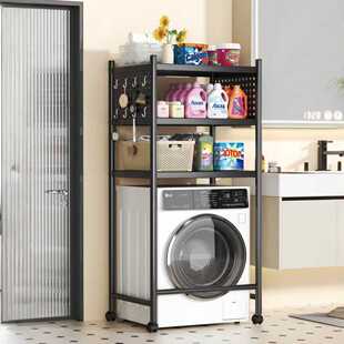 滚筒洗衣机置物架卫生间厕所翻盖洗衣机上方置物架收纳柜阳台架子