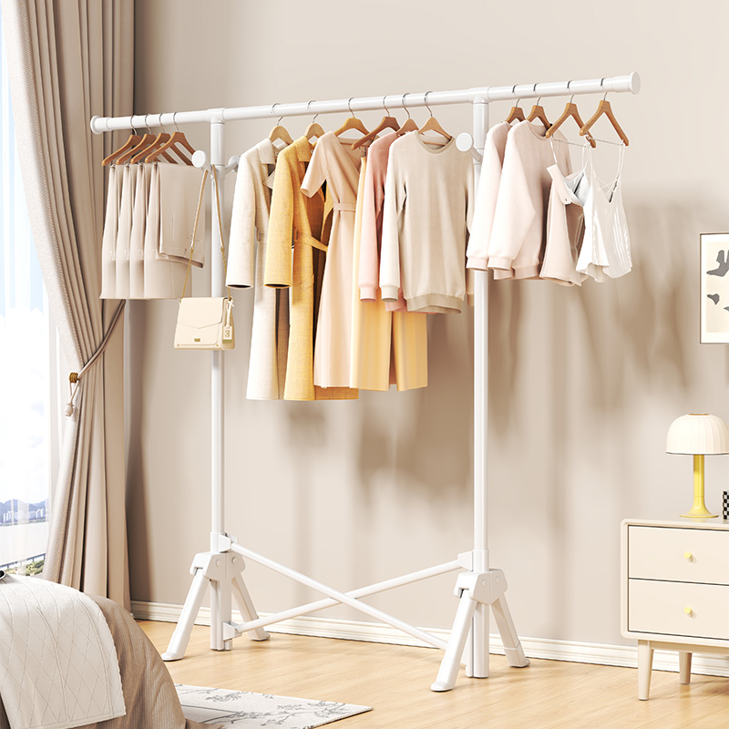 挂衣架落地室内家用阳台折叠收缩式不占空间简易晒衣架卧室晾衣杆