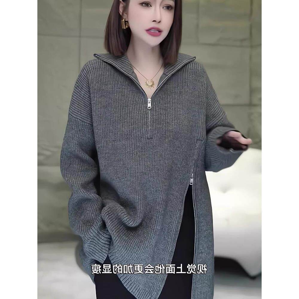 JOYIASS半拉炼打底衫女装秋冬季2025新款外贸原单休闲软糯毛衣上