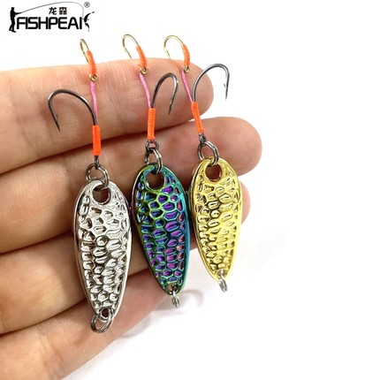 FISHPEAK微物路亚陨石亮片子母双钩亮片翘嘴青稍勺型假饵2.5-7克