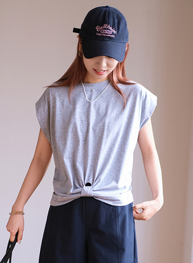 那禾新品棉感圆领短款无袖休闲T恤女ND62TY5809