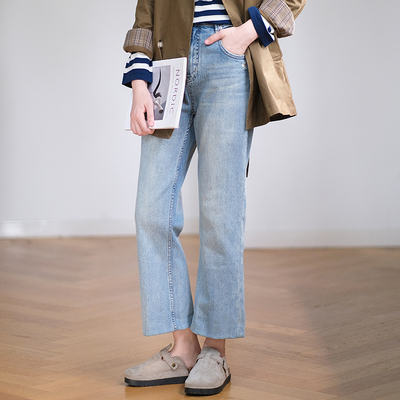 那禾新品微喇九分裤牛仔裤女NW61KZ6216