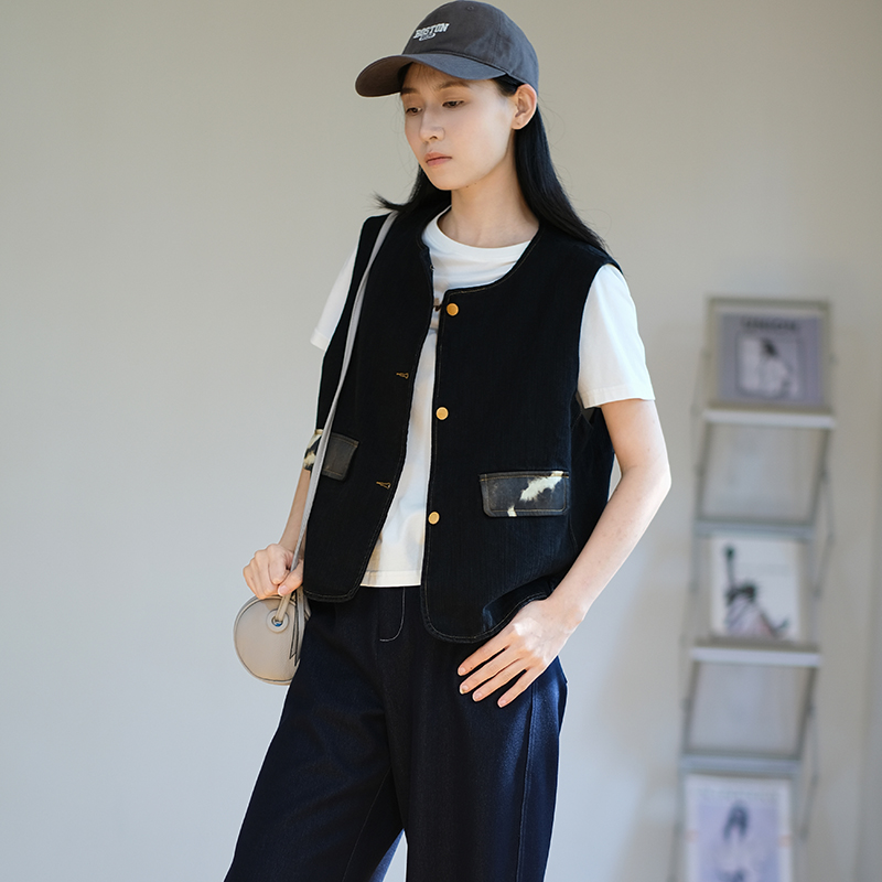 那禾新款女纯棉无袖马甲外套女ND43JZ5622