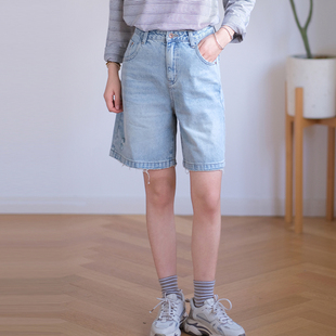 牛仔裤 短款 女ND42KZ5282 高腰宽松中裤 那禾新款