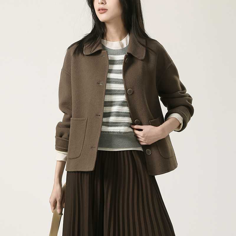 那禾新品短款绵羊毛毛呢短款大衣女 NW24DN1726