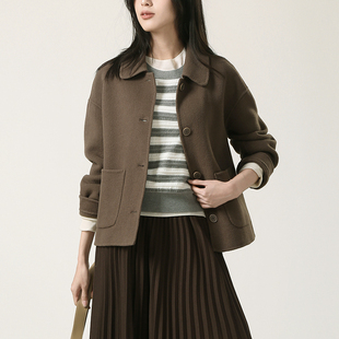 那禾新品短款绵羊毛毛呢短款大衣女 NW24DN1726