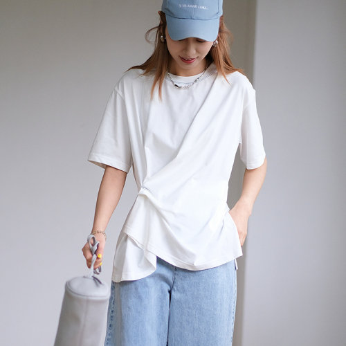 那禾新品扭结设计感短袖T恤女NW62TY1686