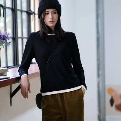 长袖休闲薄款假两件其它T恤