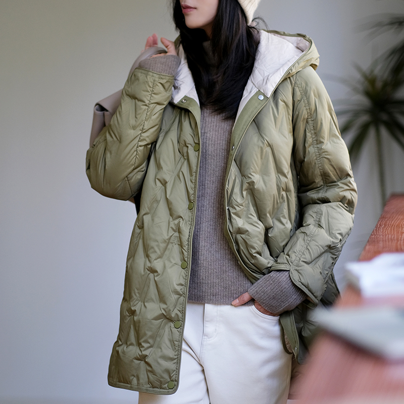 那禾休闲聚酯纤维中长羽绒服