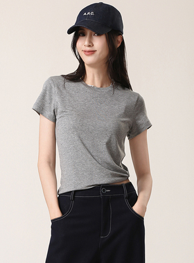 那禾春季新品简约纯色圆领短袖套头T恤女ND51TY5030