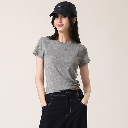 那禾春季新品简约纯色圆领短袖套头T恤女ND51TY5030