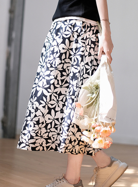 那禾新款纯棉碎花A字裙半身裙女ND43QM0174