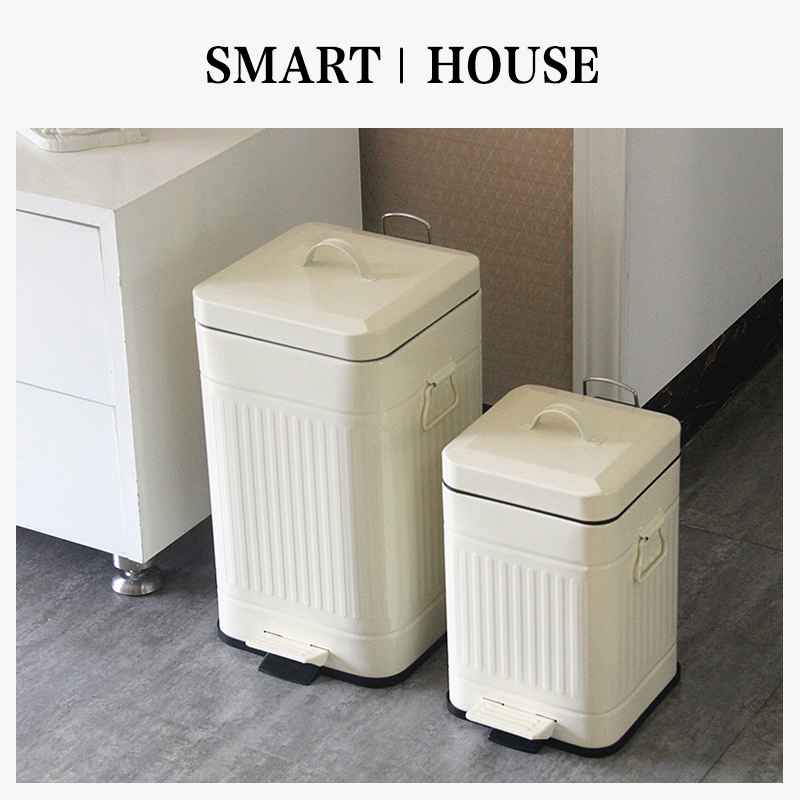 smart house复古厨房客厅家用大容量脚踏踩美式带翻盖卫生垃圾桶