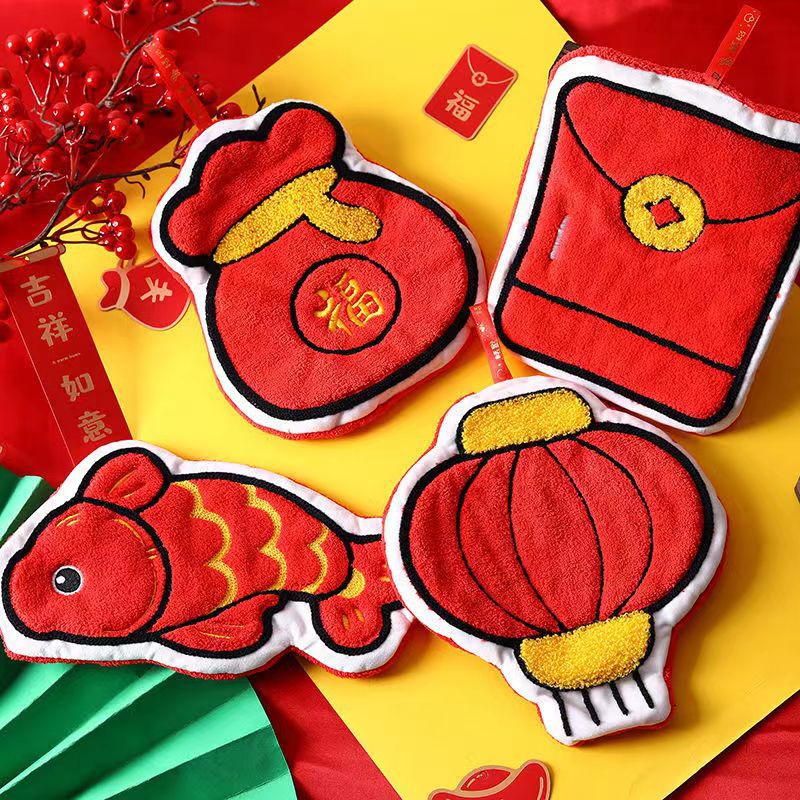 新中式擦手巾可挂式不臭卡通加厚吸水小毛巾家用福袋伴手礼毛巾