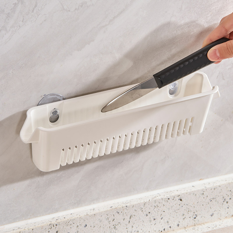 挂壁筷子沥水架厨房置物架吸盘式洗碗棉多用收纳架加长水槽边挂篮