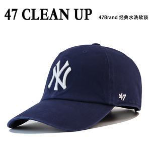 47brand软顶mlb大标LA水洗美式 藏青色NY棒球帽Jennie智秀jisoo款