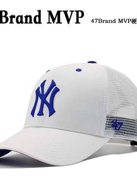 47Brand MLB 联名款棒球帽男女白色LA网眼帽夏季遮阳防晒NY鸭舌帽
