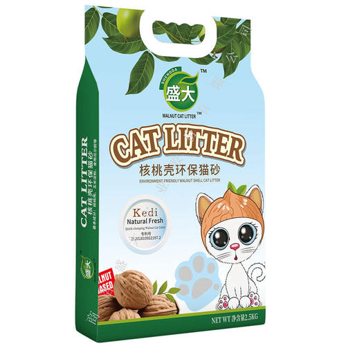 盛大猫砂核桃壳环保猫砂可生物降解强吸附低尘结团紧实2.5KG拉车