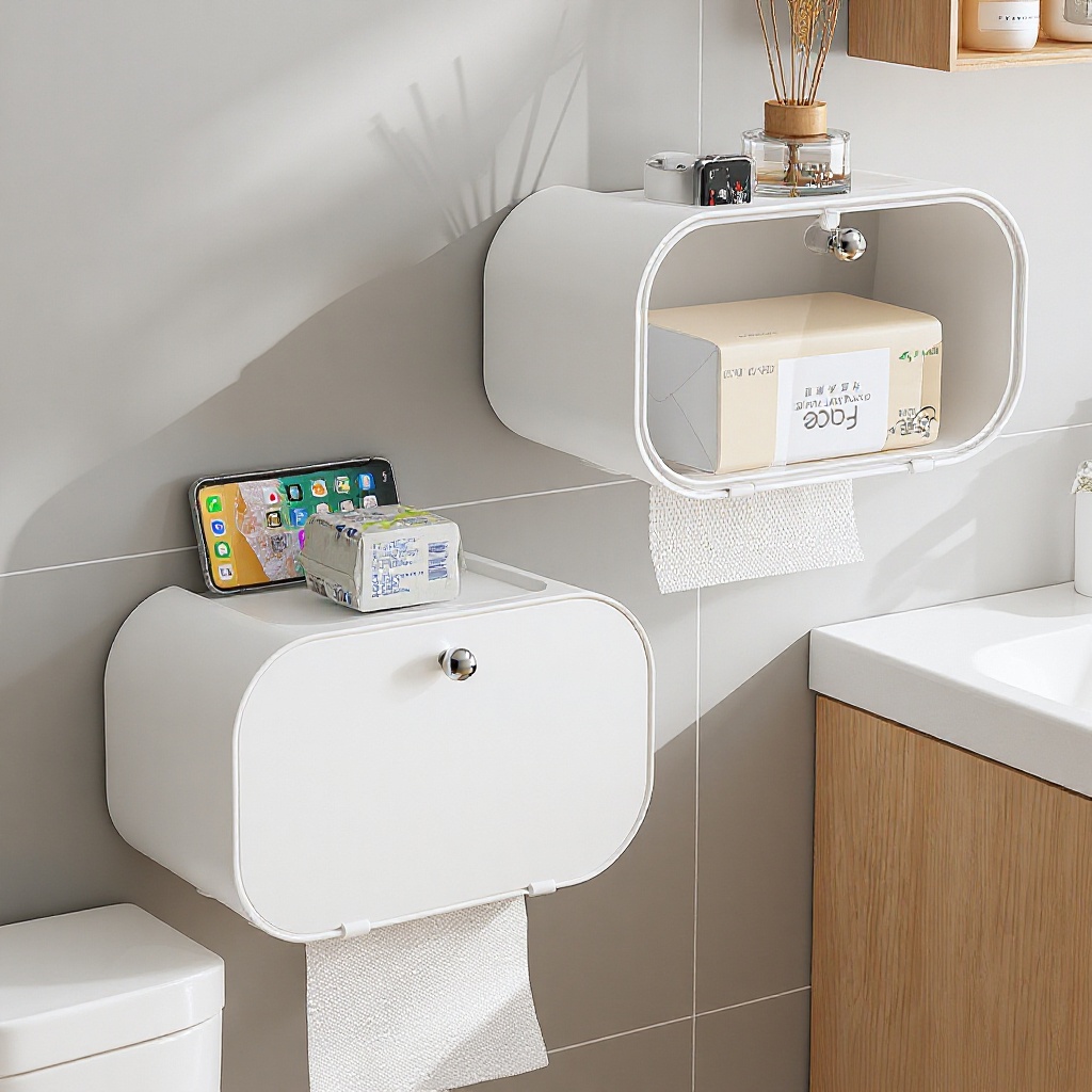 卫生间纸巾盒免打孔厕所卫生纸收纳置物架壁挂卷纸抽纸盒防水ins