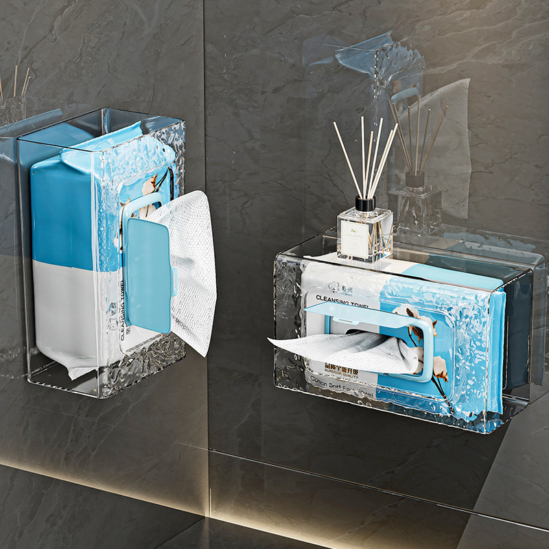 湿巾收纳盒轻奢免打孔壁挂多功能厨房卫生间抽纸盒纸巾置物架