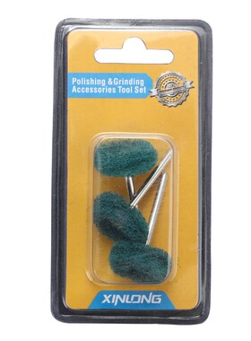 3PC3mm柄绿色尼龙打磨头带柄百洁布抛光拉丝 纤维百洁布磨头