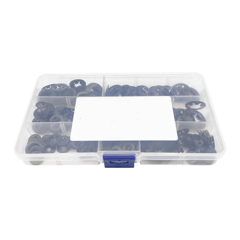 340pcs梅花孔挡圈轴承夹挡圈梅花型轴承J夹挡圈65锰钢3-12套装