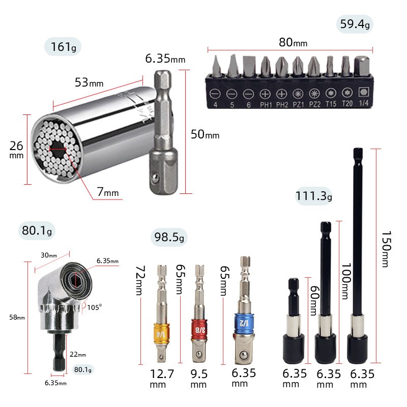 软轴十孔批头AD黑帽快换快脱接杆银色拐角M器连接转换杆黑布袋套