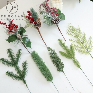 2025圣诞节新品 饰材料 松针松果平安夜苹果花束配饰创意手工diy装