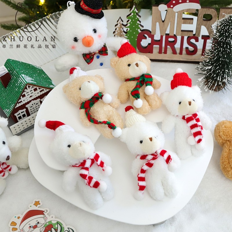 2025圣诞节新品毛绒小熊雪人姜饼人玩偶礼物氛围装饰摆件小挂件