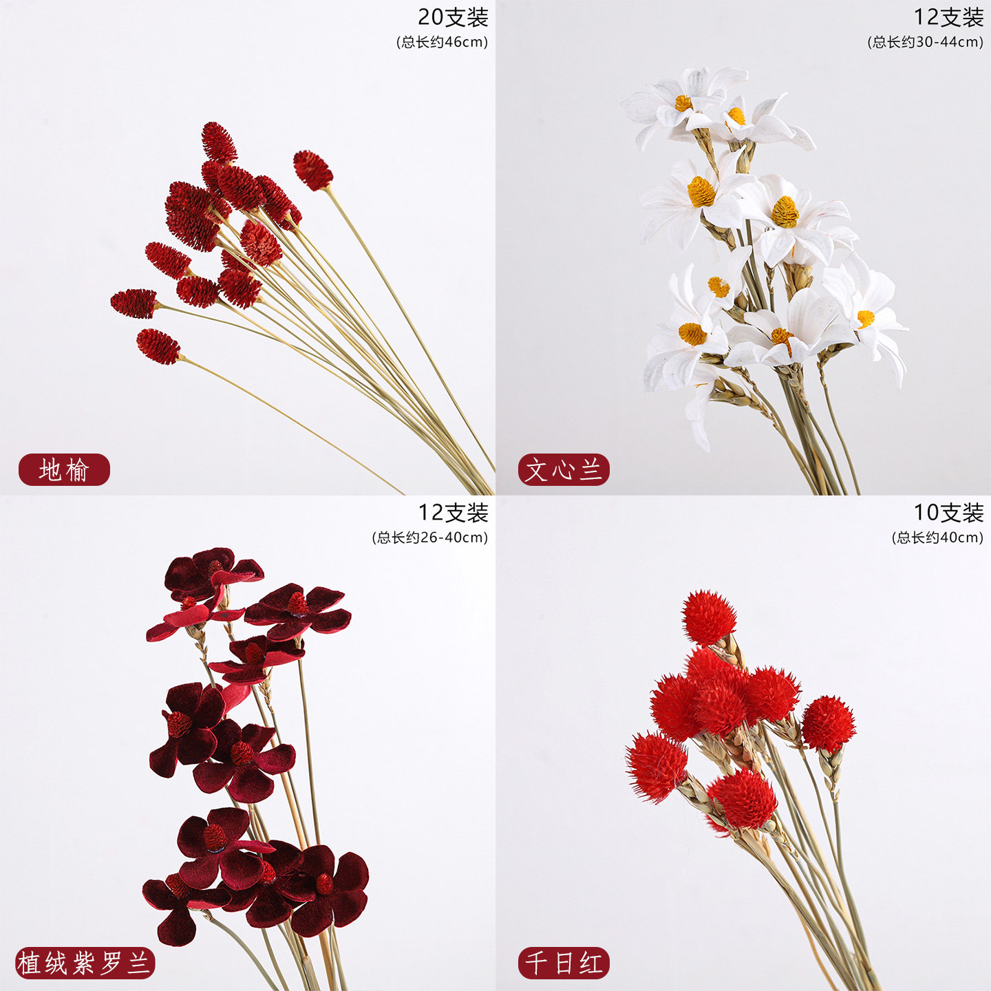 【干花系列合集】紫罗兰干花地榆文心兰千日红草莓果永生花香皂花