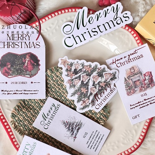圣诞节新品梦幻雪国卡片平安夜diy花束留言卡祝福卡花店用品材料