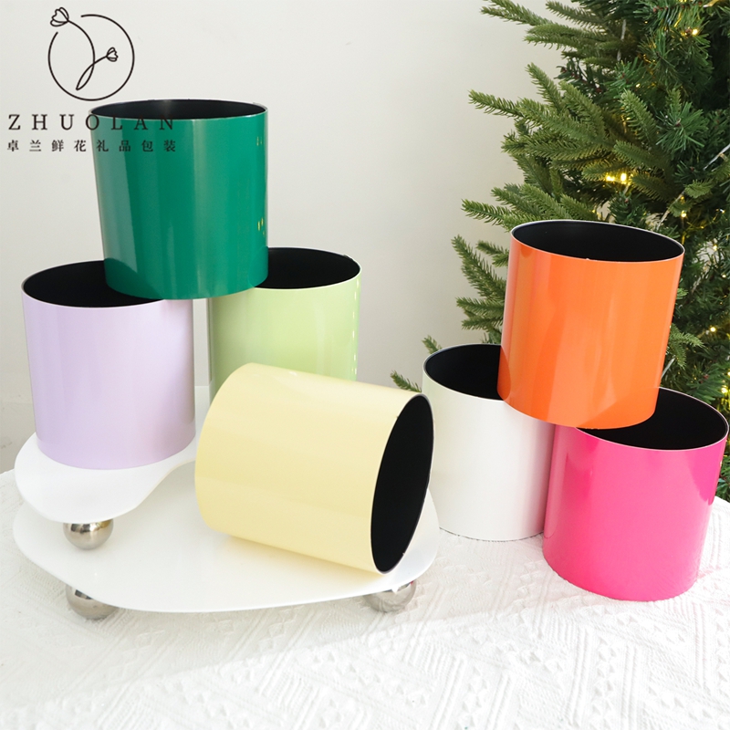 圣诞节新品12cm迷你防水抱抱桶无盖小圆桶花束插花包装diy圆盒