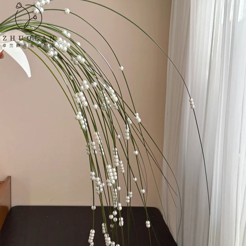 仿真钢草串珍珠红豆手捧花束ins风花束包装手工diy材料花艺资材