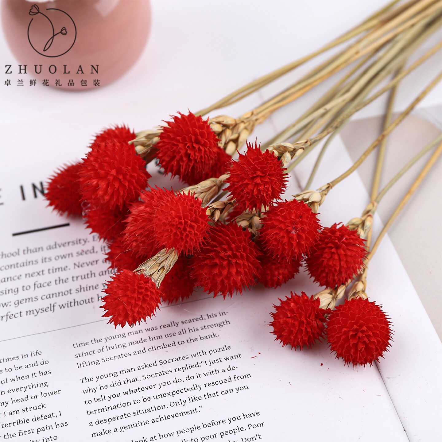 千日红草莓果干花永生花花束包装配饰家居插花装饰花店包花材料